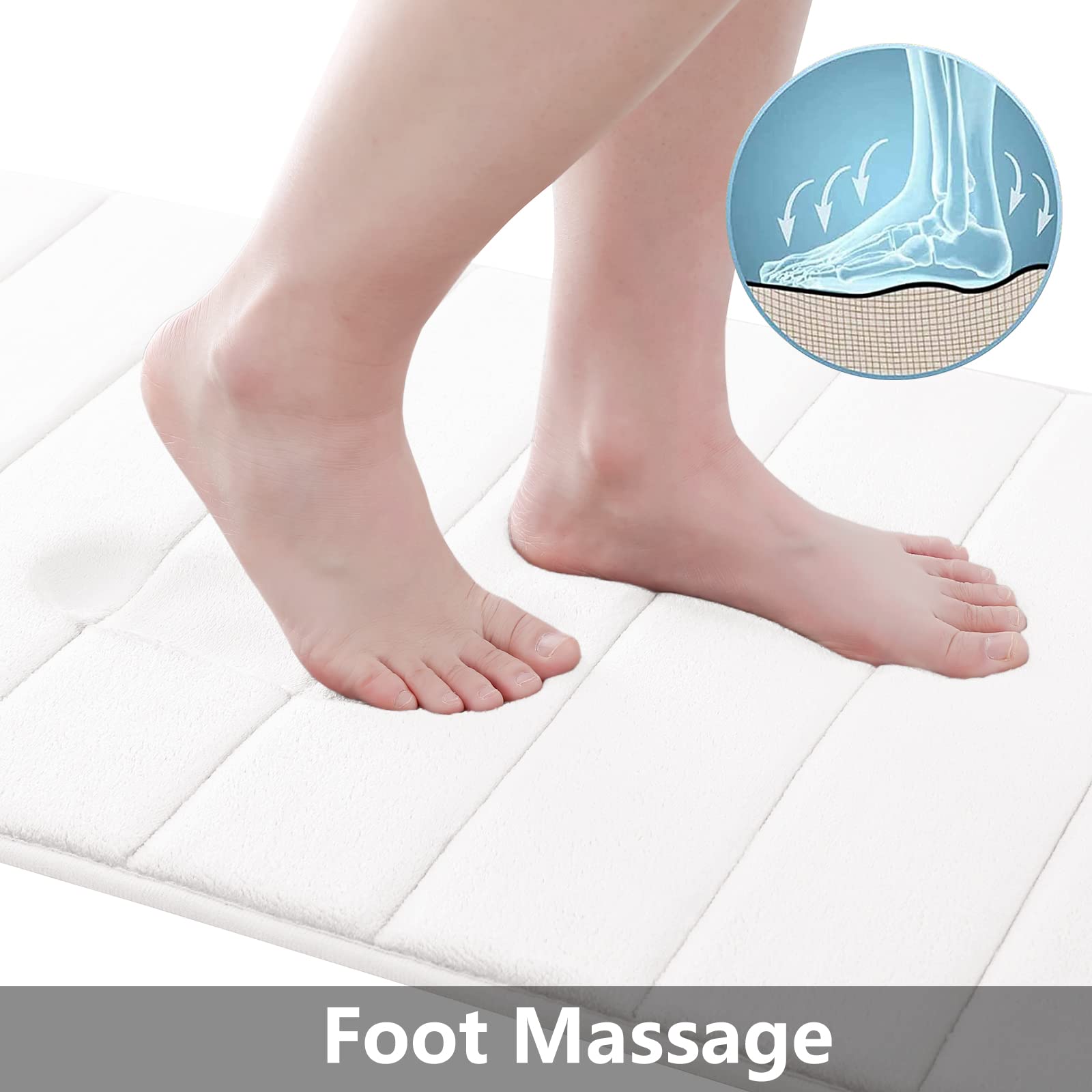 Buganda Memory Foam Bath Mat Rug, 34'' X 20'', Ultra Soft And Non-Slip Bathroom Rugs, Water Absorbent And Machine Washable Bath